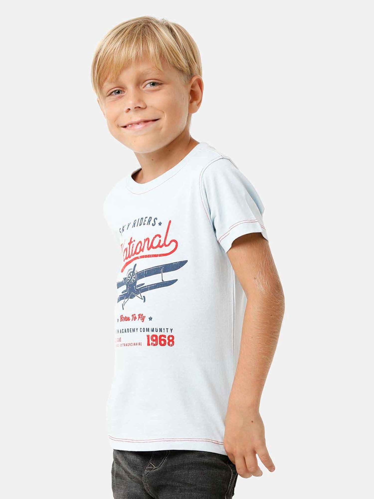 Kate & Oscar Kids Off-White Cotton Printed T-Shirt