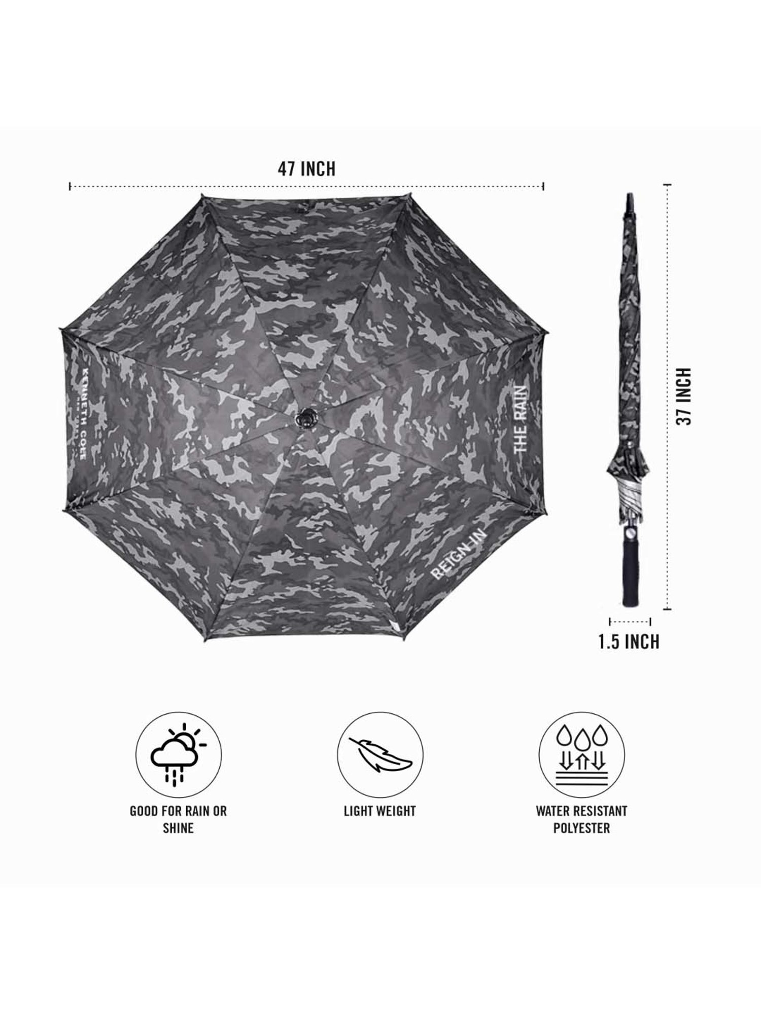 Kenneth Cole Black & Grey Printed Umbrella