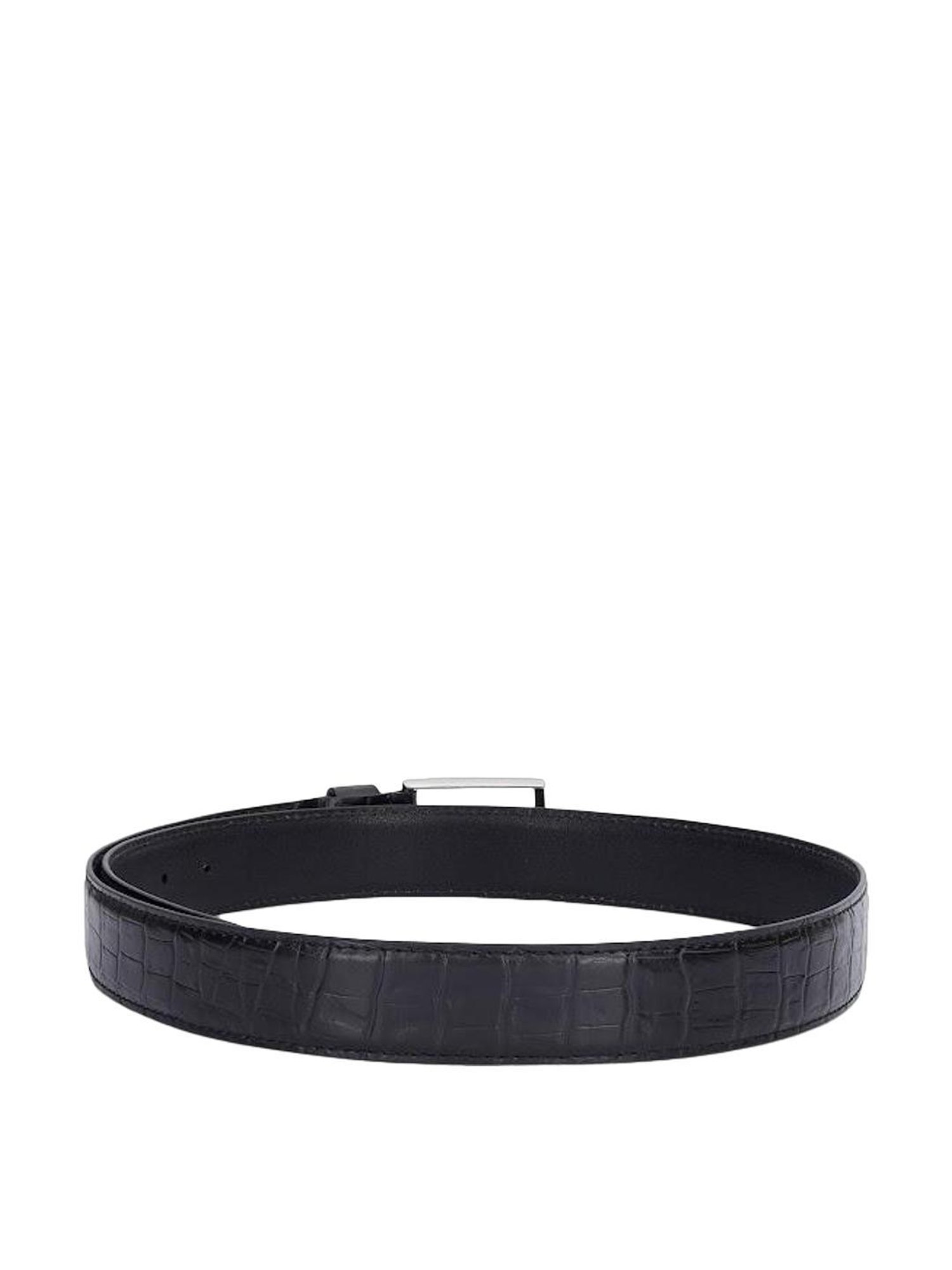 Crusset Black Leather Formal Belt for Men