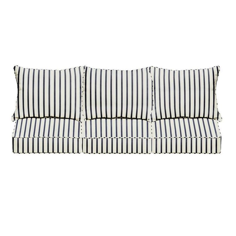 Sunbrella Stripe Outdoor Seat Cushion Blue/White