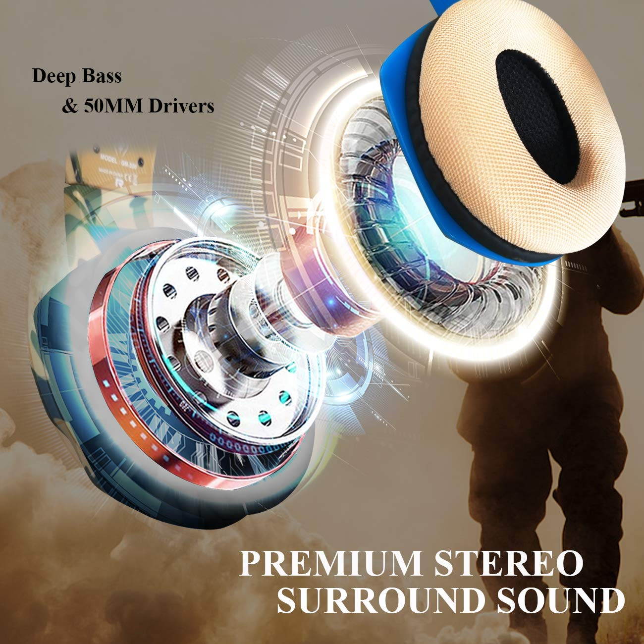 Camo Gaming Headset for PS4, PC, Laptop Cellphone -Stereo Surround Gaming Headphones with Microphone, Noise Cancelling, LED Lights for Tablet-Camouflage