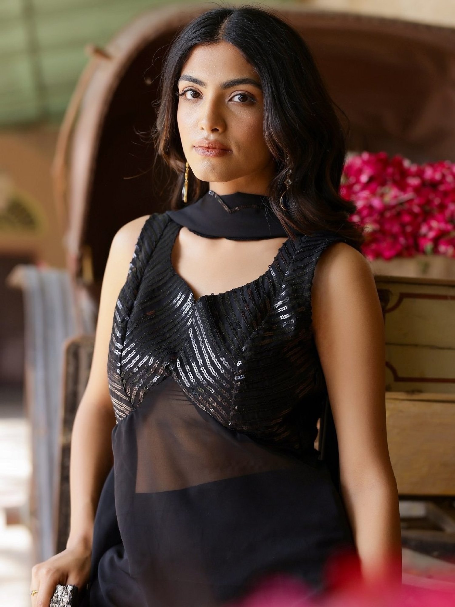 Gulaal Black Sequin Georgette Kurta and Pant with Dupatta