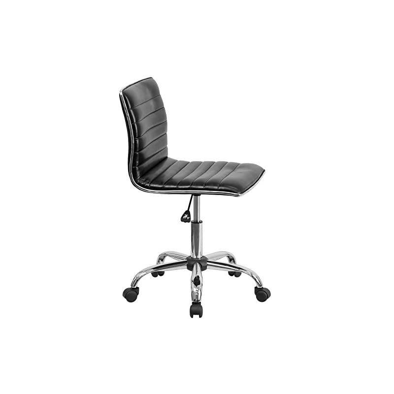 Low Back Designer Armless Black Ribbed Swivel Task Office Chair
