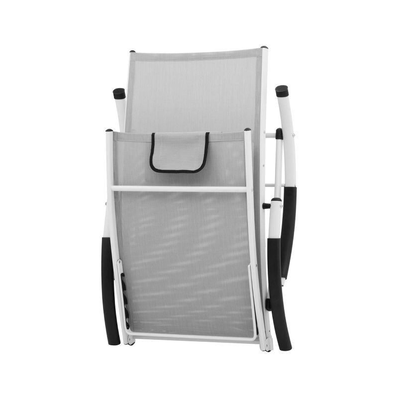 2pc Outdoor Aluminum Adjustable Reclining Chaise Lounge Chairs with Pillows - Brown - Crestlive Products