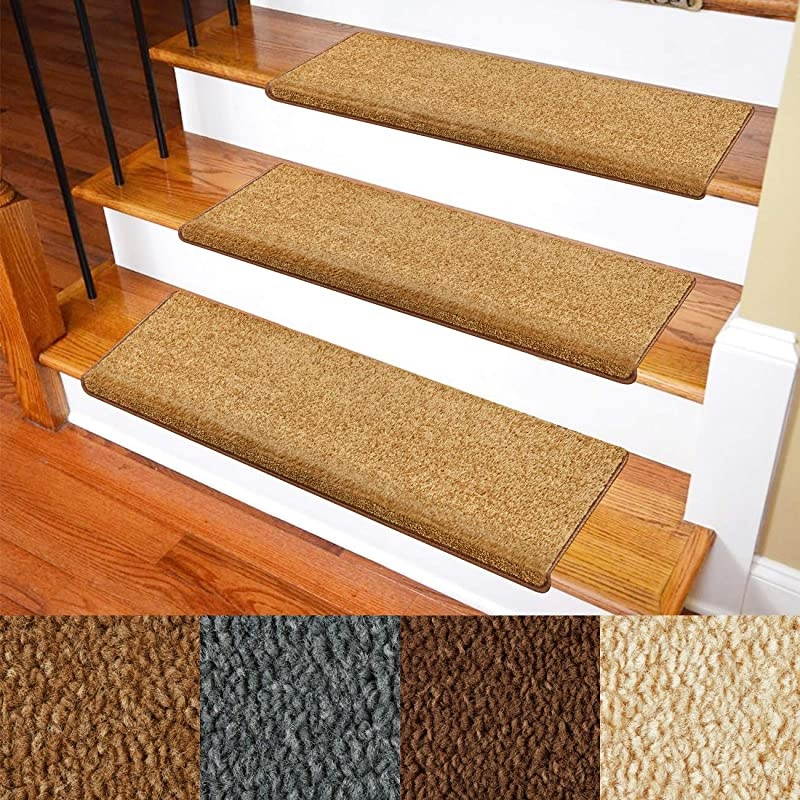 Stair Treads &ndash; Non-Slip Bullnose for Stairs &ndash; Indoor Stair Pads &ndash; Self-Adhesive & Easy Installation &ndash; Pet & Child Friendly &ndash; Skid Resistant & Washable (Set of 14 (10 in&times;30 in), Camel)