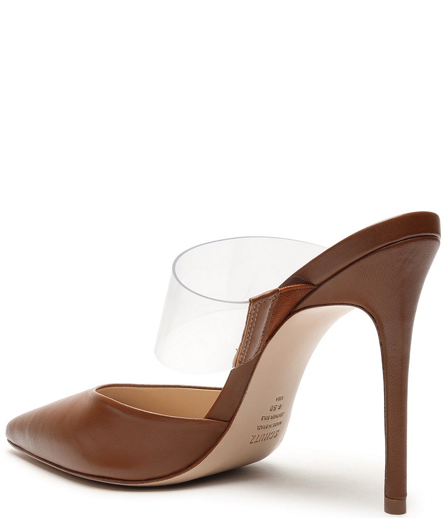 Schutz Sionne Clear Vinyl Pointed Toe Mules