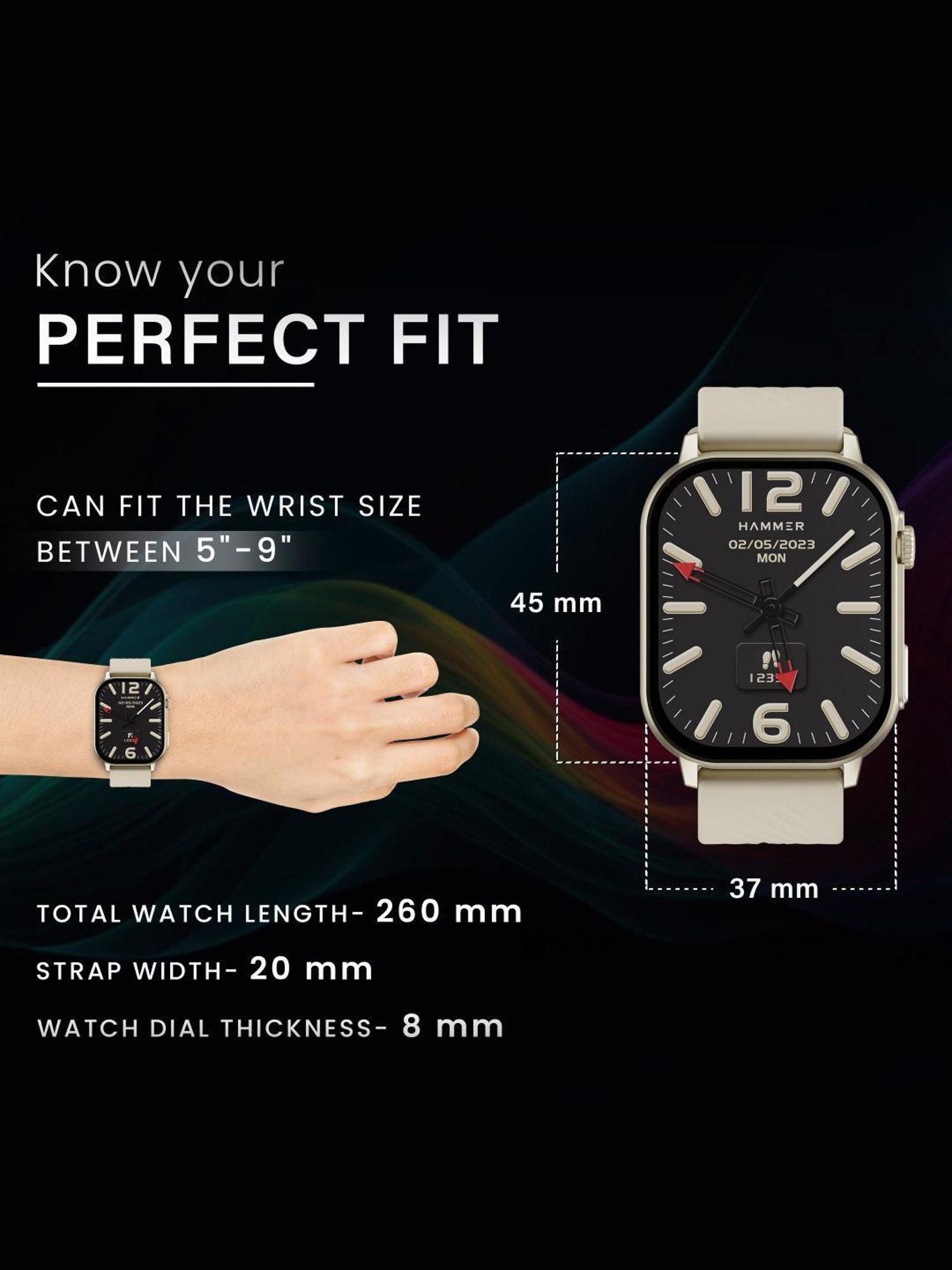 Hammer Arctic BT Calling Smartwatch with 2.04 inch SUPER AMOLED  Display (Champagne Gold)