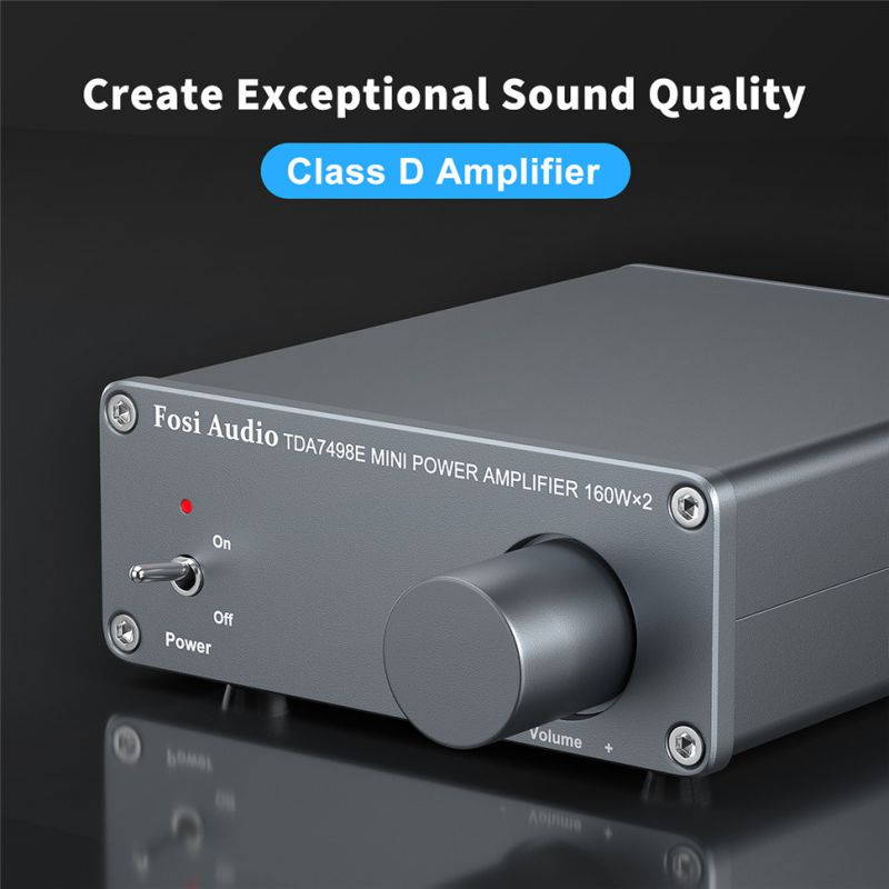 TDA7498E 2 Channel Stereo Audio Amplifier Receiver Mini Hi-Fi Class D Integrated Amp for Home Speakers 160W x 2 + 24V Power Supply