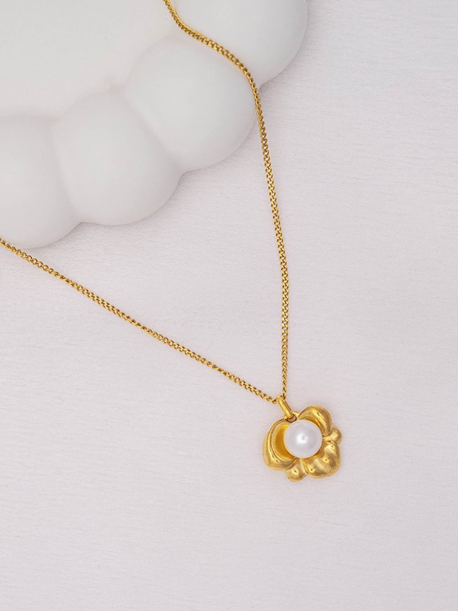 Perfectly Average Lotus Pearl Pendant Necklace