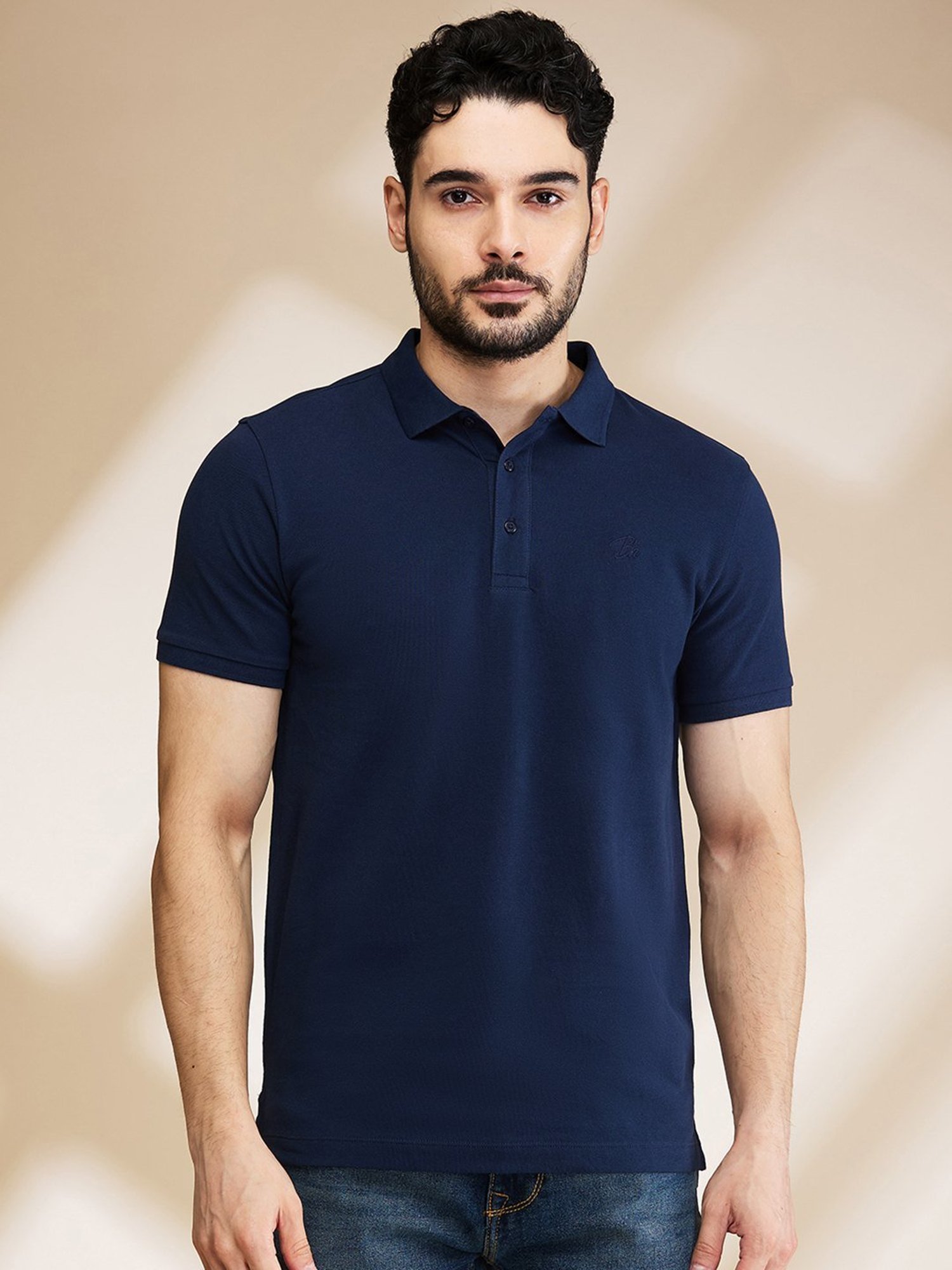 Being Human Navy Regular Fit Polo T-Shirt