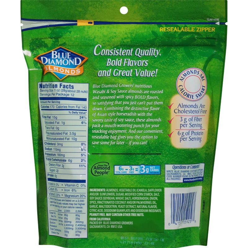 Blue Diamond Wasabi & Soy Sauce Almonds - 12oz