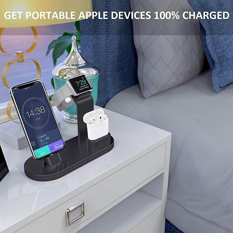 3 in 1 Charging Stand Compatible with iWatch Series 54321 AirPods and iPhone XsX MaxXRX88Plus77 Plus 6S 6S PlusOriginal Charger amp Cables Required Black