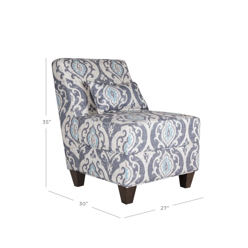 Blue Slate Collection Accent Chair Gray/Light/Large Damask - HomePop