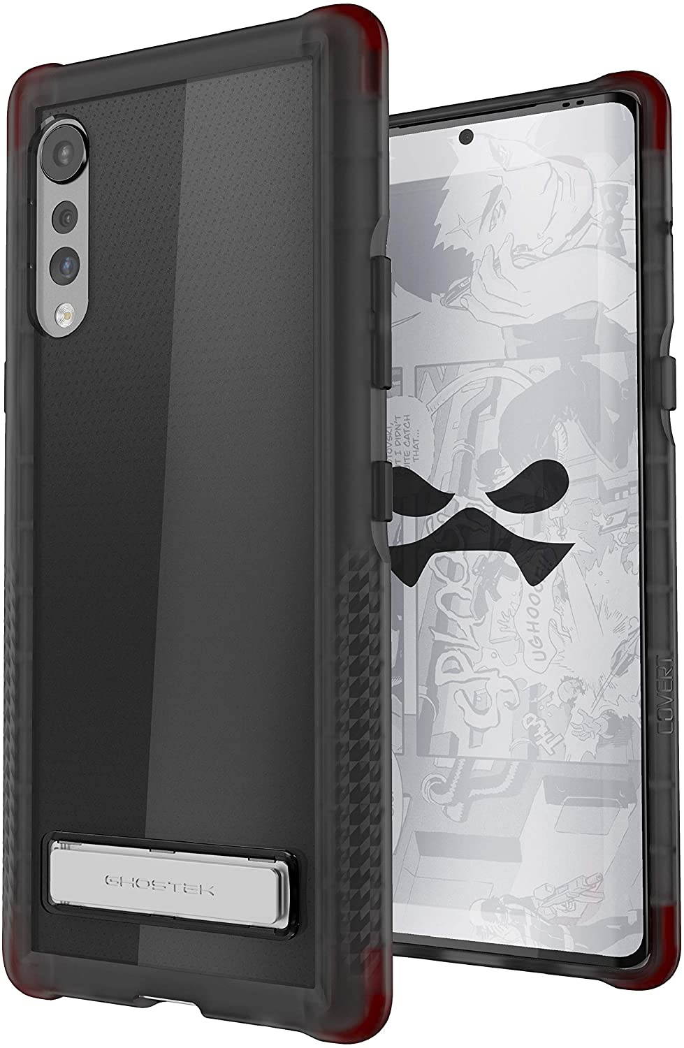 Ghostek Covert LG Velvet Case Clear with Kickstand and Grip Bumper Slim Phone Cover Ultra Thin Shockproof Design Heavy Duty Protection Wireless Charging for 2020 LG Velvet 5G (6.8 Inch) - (Smoke)