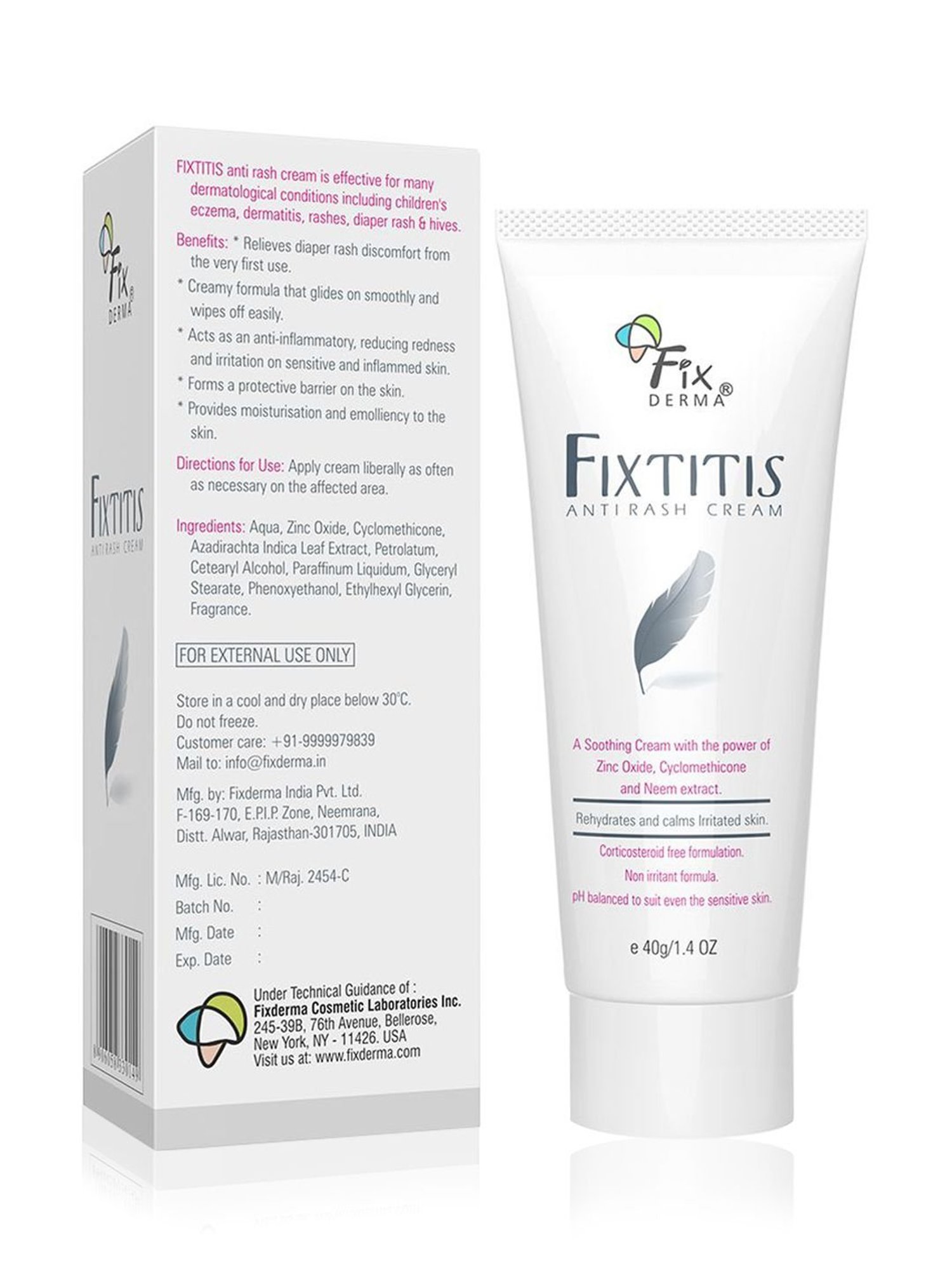Fixderma Fixtitis Antirash Cream, Fast Relief From Itching, Sweat Rash - 40 gm