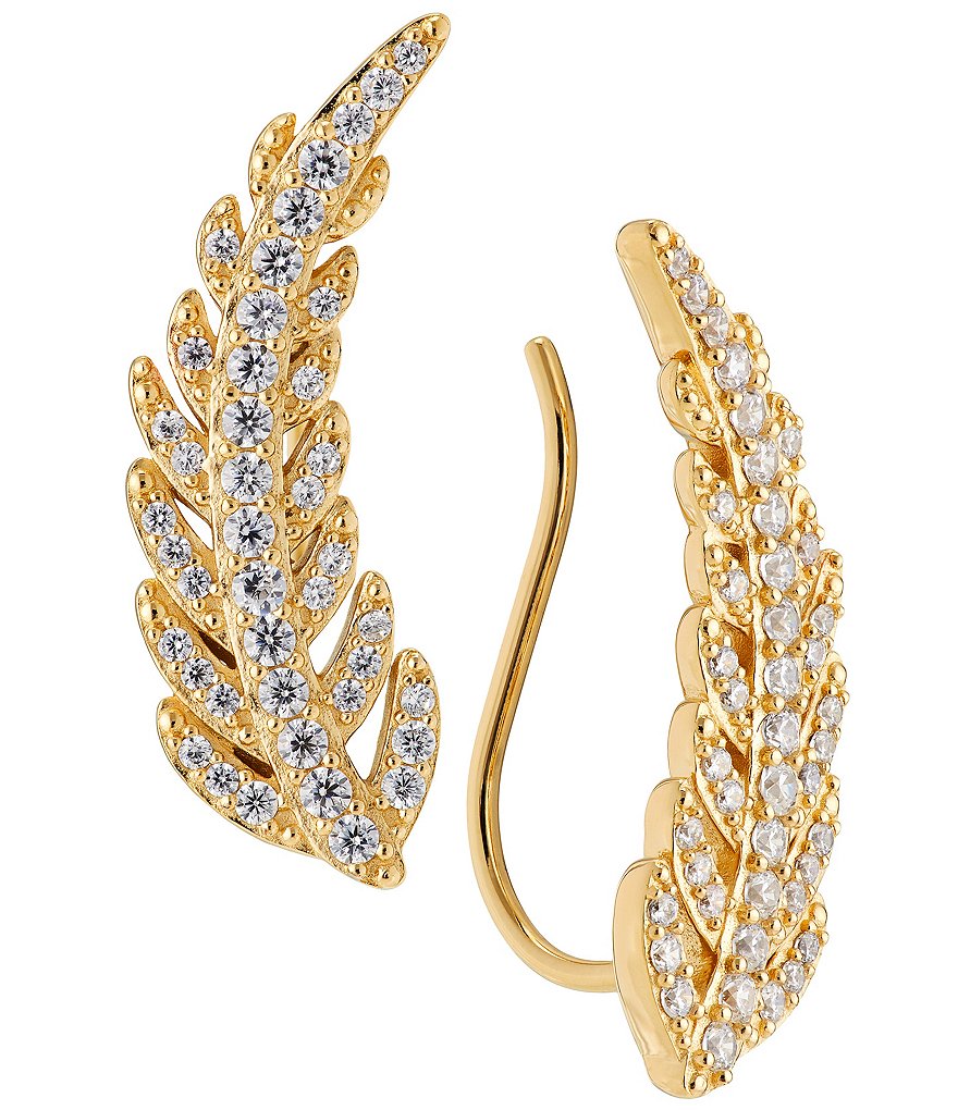 Nadri Feather Ear Climber Earrings