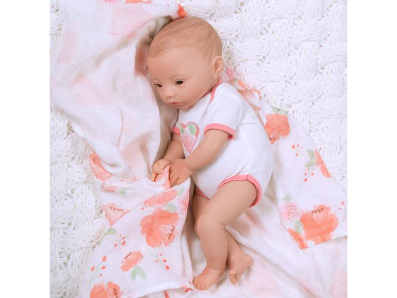 Paradise Galleries Newborn Baby Doll 16 inch Reborn Preemie, Swaddlers: Peach Blossom, Safety Tested for 3+, 4-Piece Set