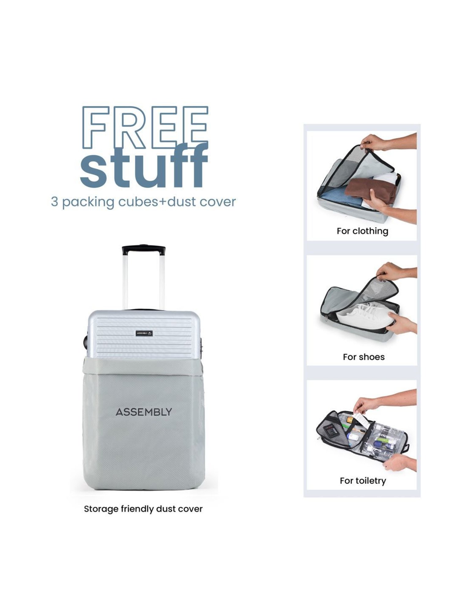 Assembly Silver Textured Trolley Bag Pack of 2 - 20 inch & 24 inch