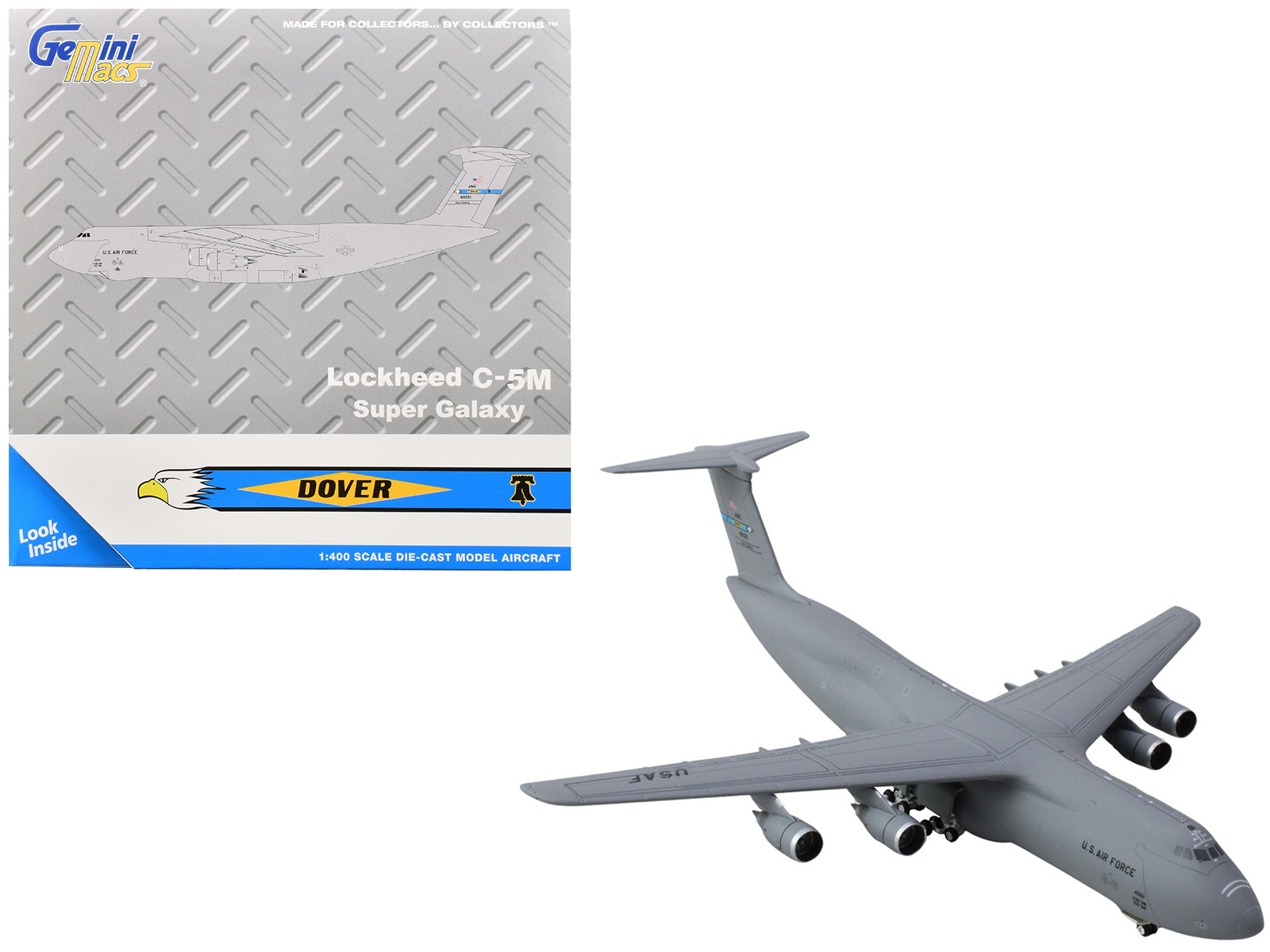 Lockheed C-5M Super Galaxy Transport Aircraft "Dover Air Force Base" United States Air Force (84-0061) Gray "Gemini Macs" Series 1/400 Diecast Model Airplane by GeminiJets