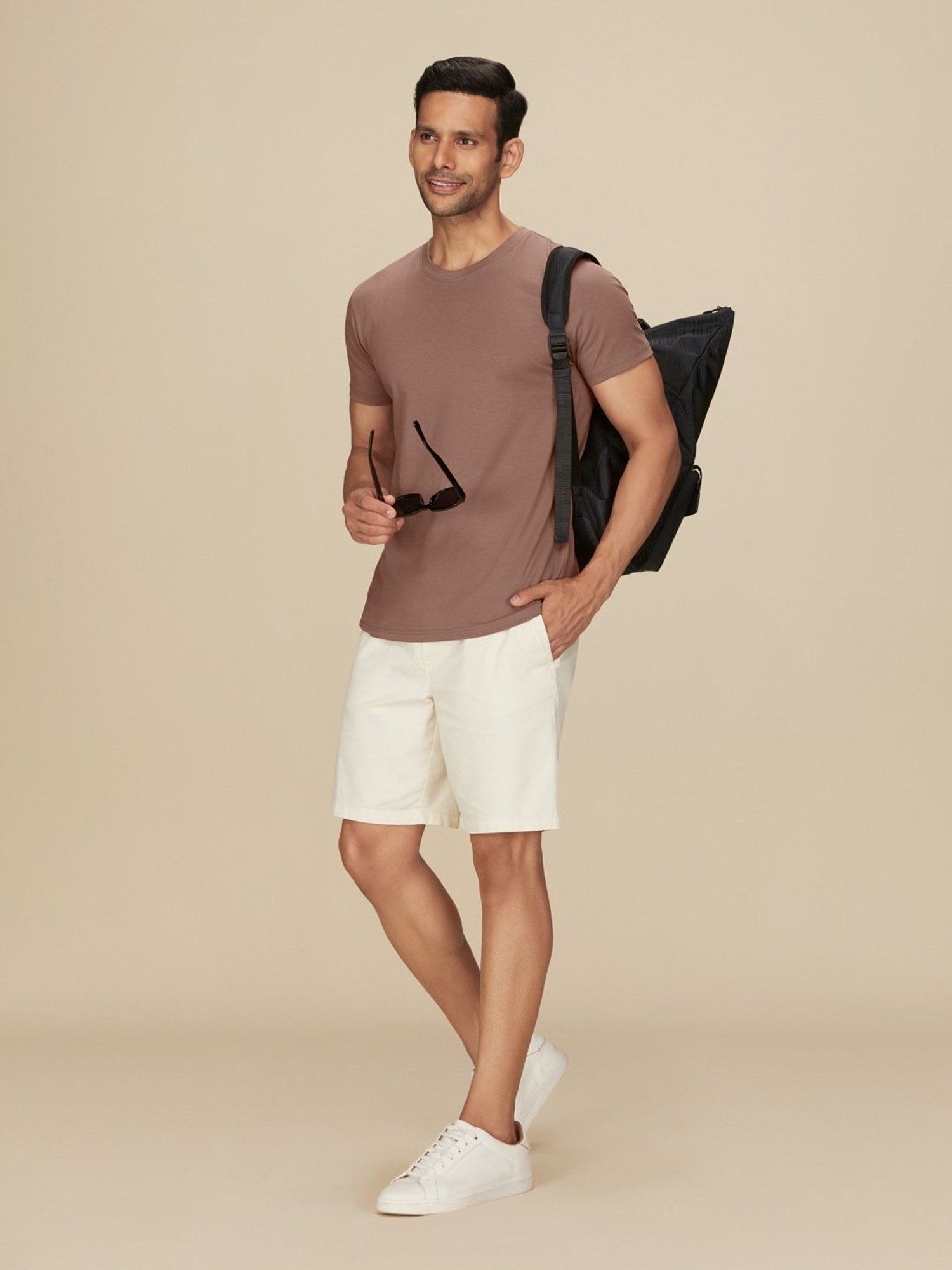 XYXX Brown Latte Cotton Regular Fit T-Shirts