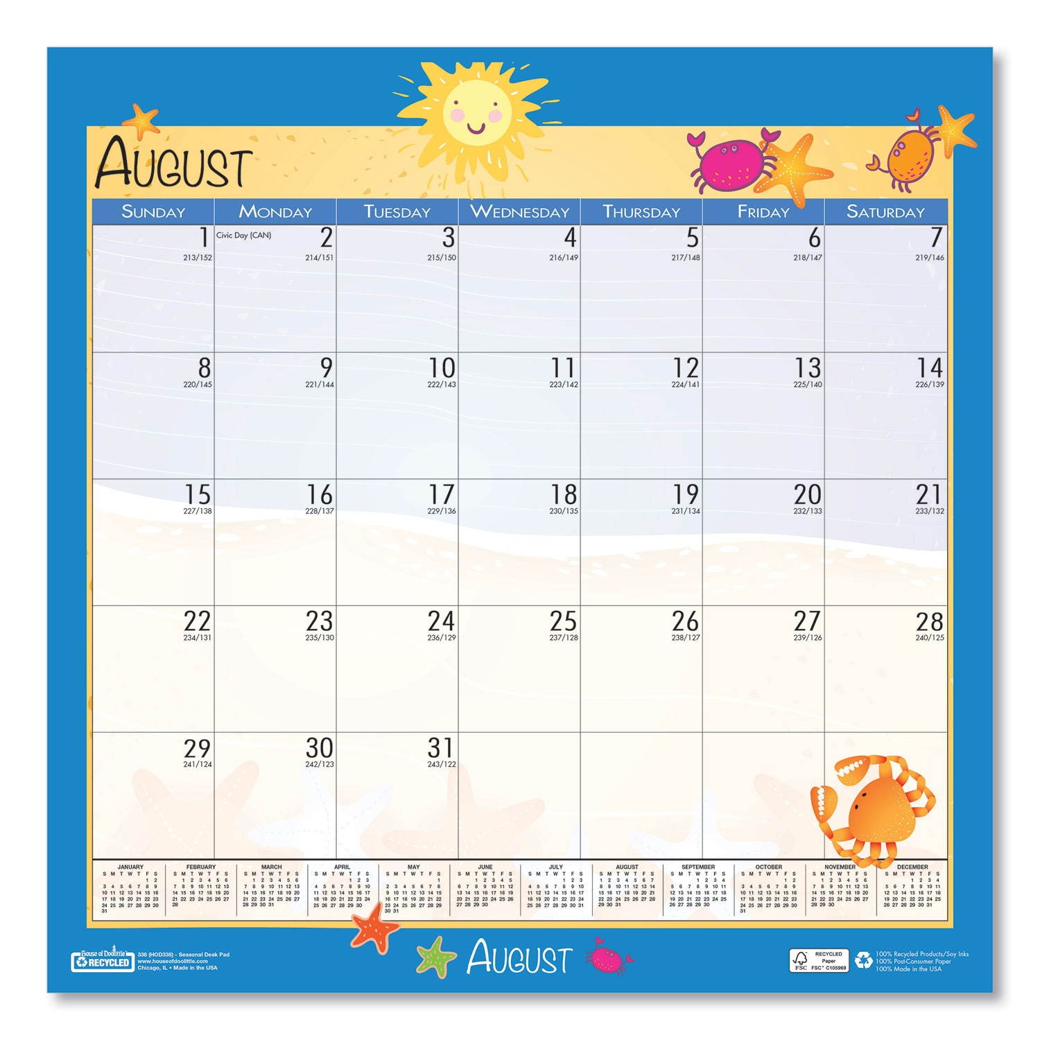 House of Doolittle 100% Recycled Seasonal Wall Calendar 12 x 12 2021 338