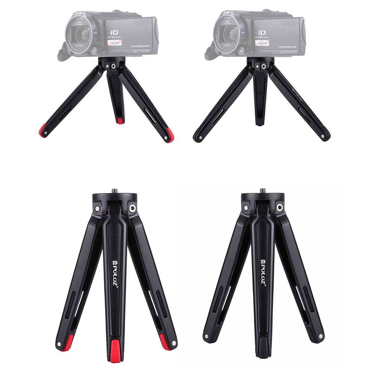 Puluz Tripod Lightweight Heavy Duty Aluminum Alloy Mini Tabletop Tripod for Nikon DSLR Cameras Projector Mobile Phones (Black)