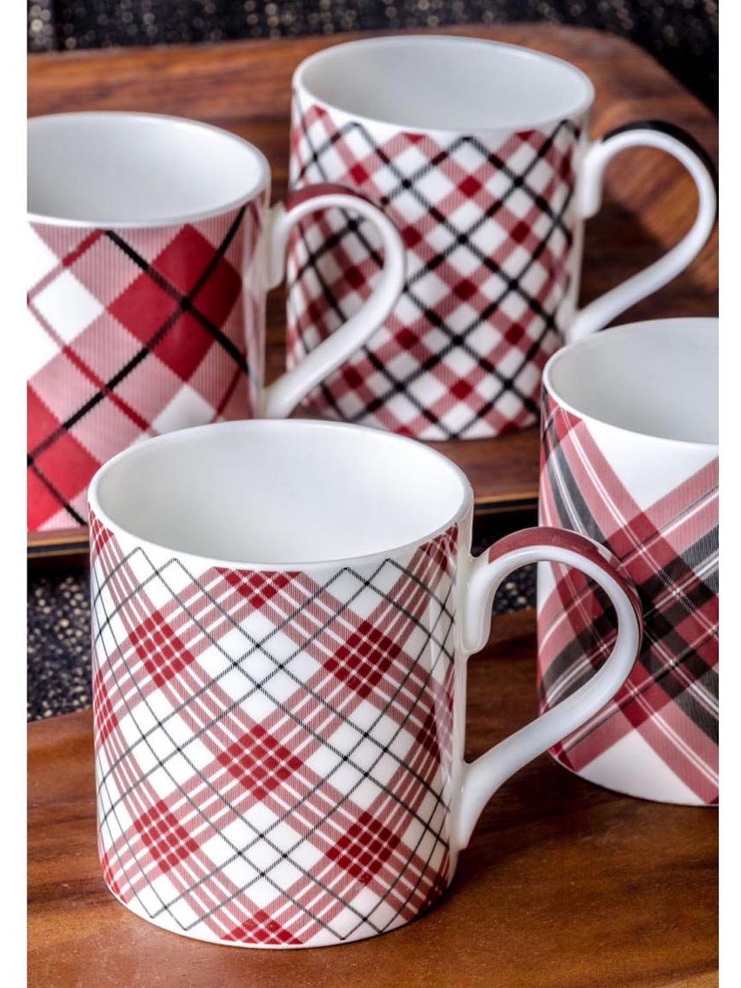 Goodhomes Red Bone China Coffee Mugs (270 ml) - Set of 4