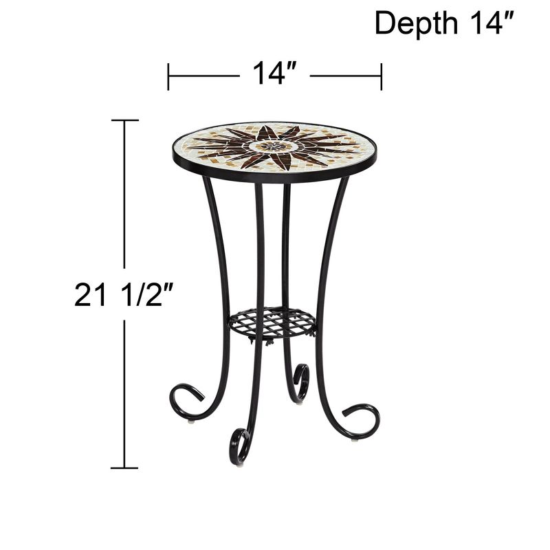 Teal Island Designs Sunburst Mosaic Black Outdoor Accent Table