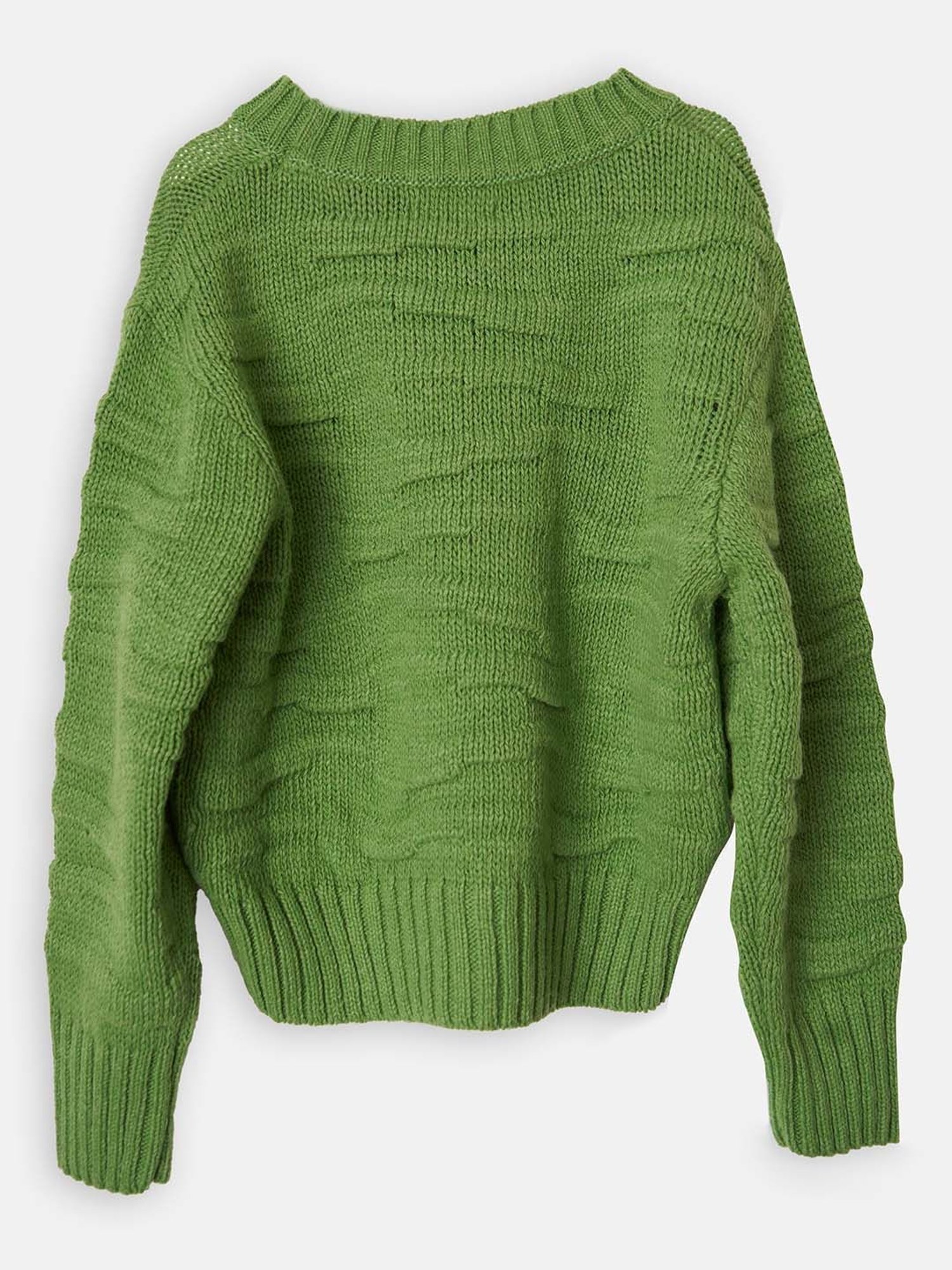 Angel & Rocket Kids Green Self Design Full Sleeves Sweater