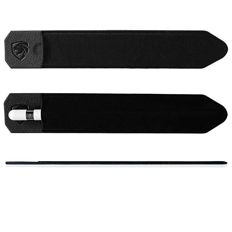 Apple Pencil 1 & 2 Holder Sticker - Peel N Stick Elastic Stylus Pocket -  (Black)