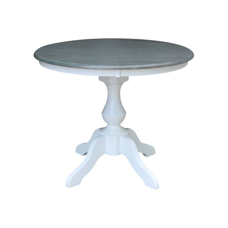 36" Round Dining Table with 2 Madrid Ladderback Chairs White/Heather Gray - International Concepts
