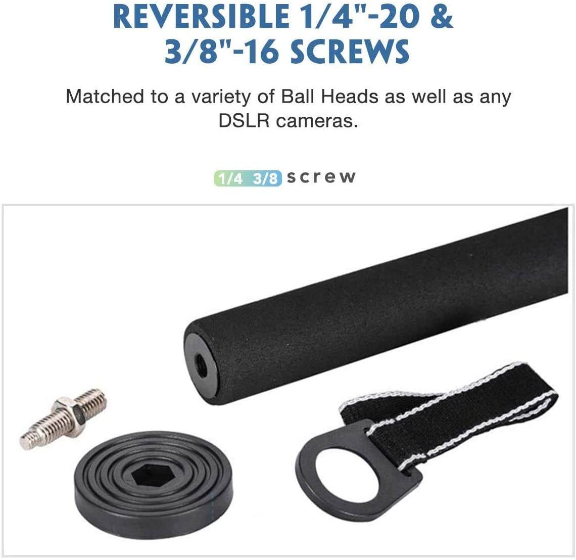 Koolehaoda 64-inch Camera Aluminium Monopod for All Canon Sony, Nikon (K-288)