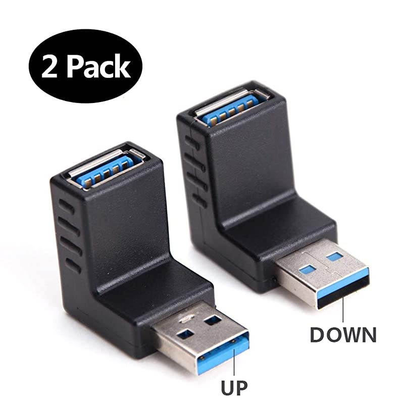 USB 3.0 Adapter 90 Degree Male to Female Combo Vertical Up and Down Angle Coupler Connector by