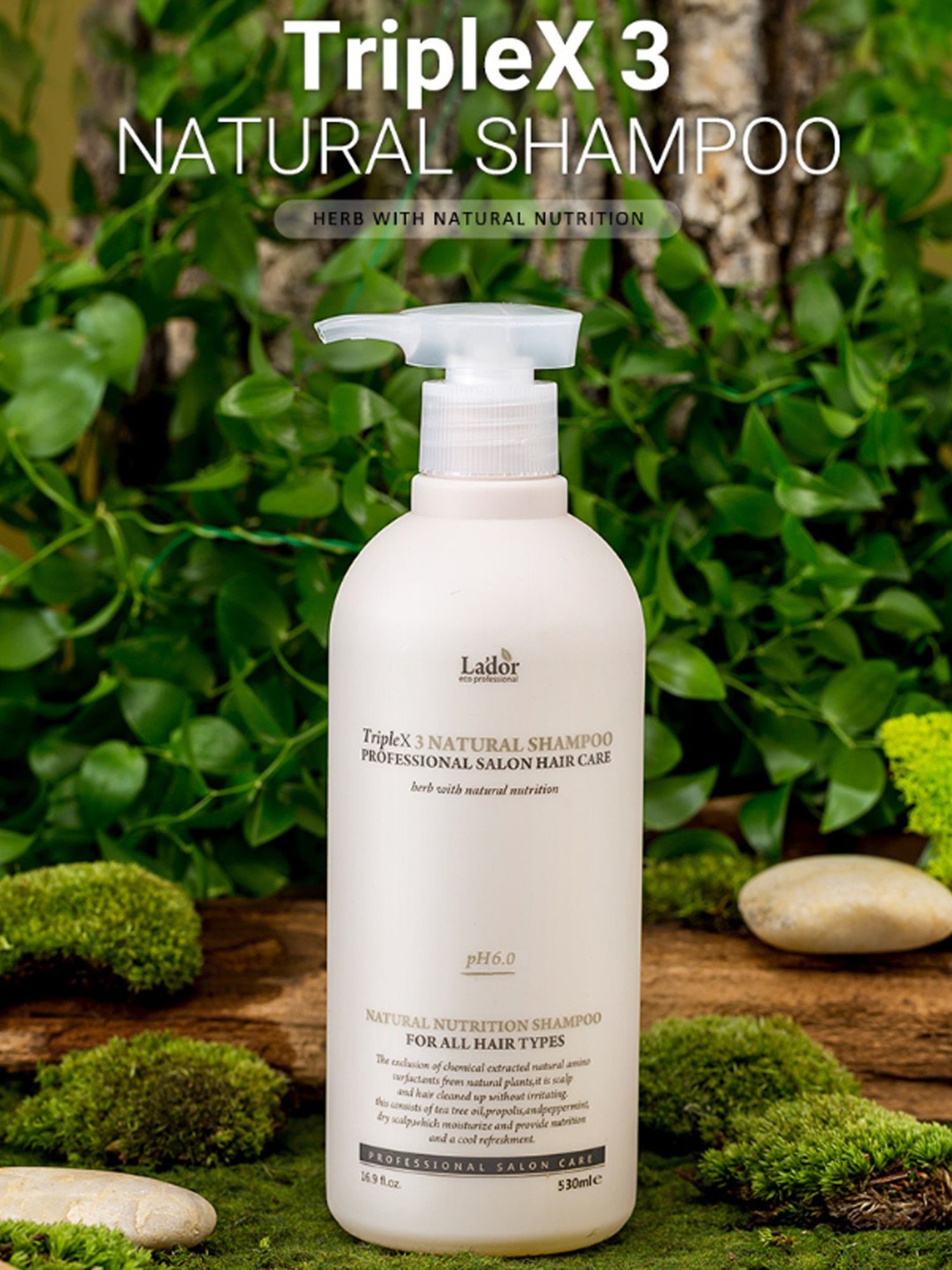 Lador TripleX 3 Natural Shampoo - 530 ml