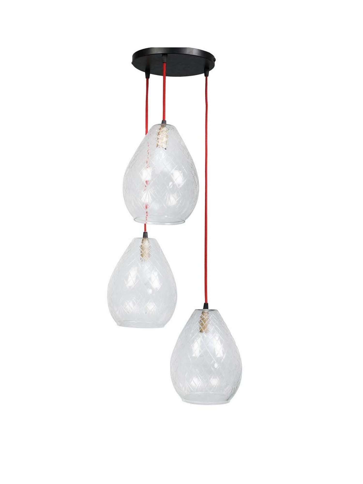 Kapoor E Illuminations Mariana 3-Light Cluster with Cutwork Transparent Pendant Light - Set of 1
