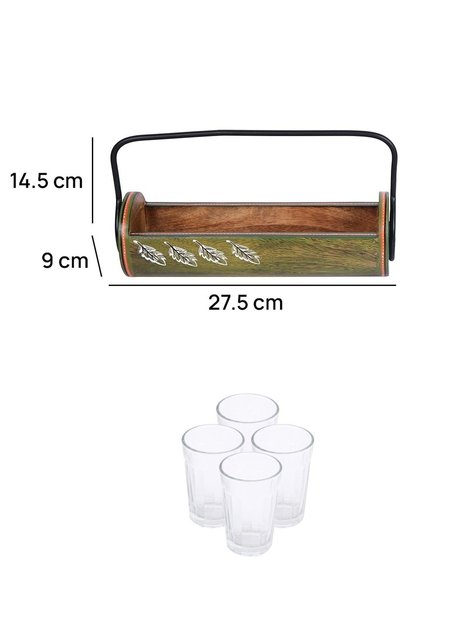 Aapno Rajasthan Basic Green & Transparent Wood Container