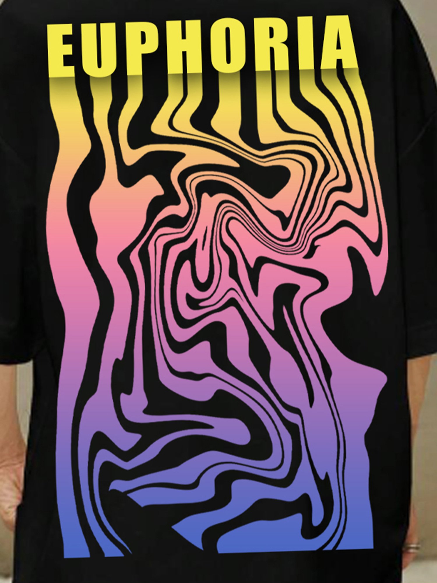 Rigo Black Loose Fit Graphic Print Oversized T-Shirt