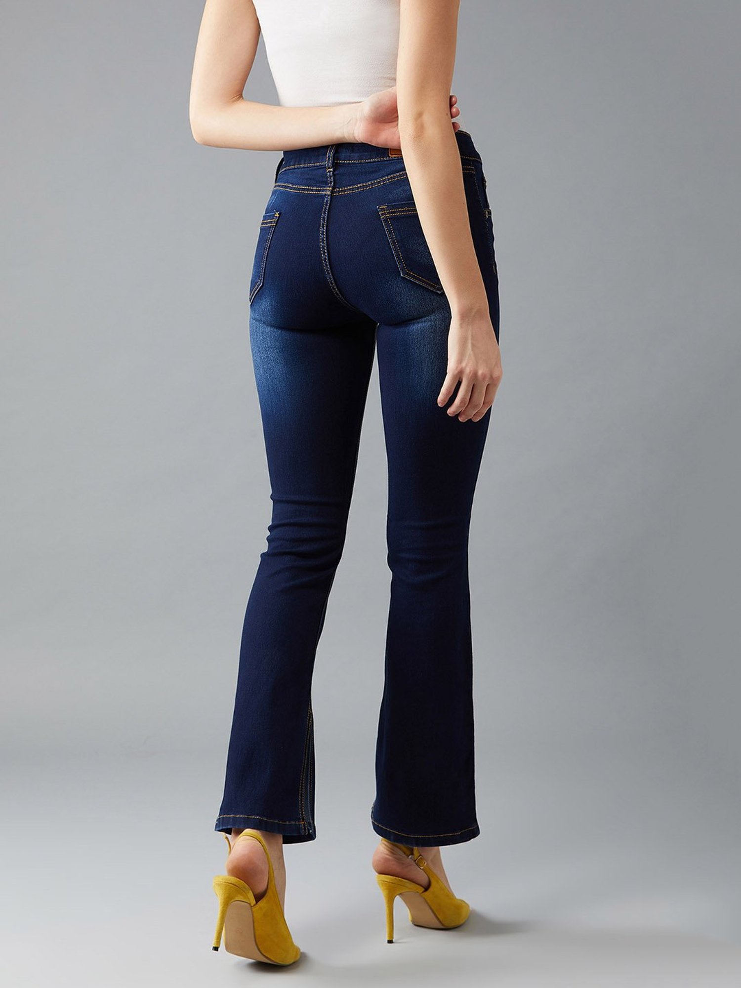 DOLCE CRUDO Navy Mid Rise Bootcut Jeans