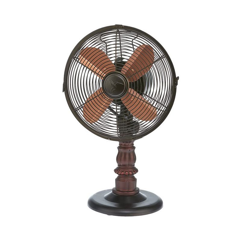 DecoBREEZE DBF6126 Electric Oscillating 3 Speed Air Circulating 10 Inch Table Fan with Quite Motor, Vintage Design, Kipling Brown