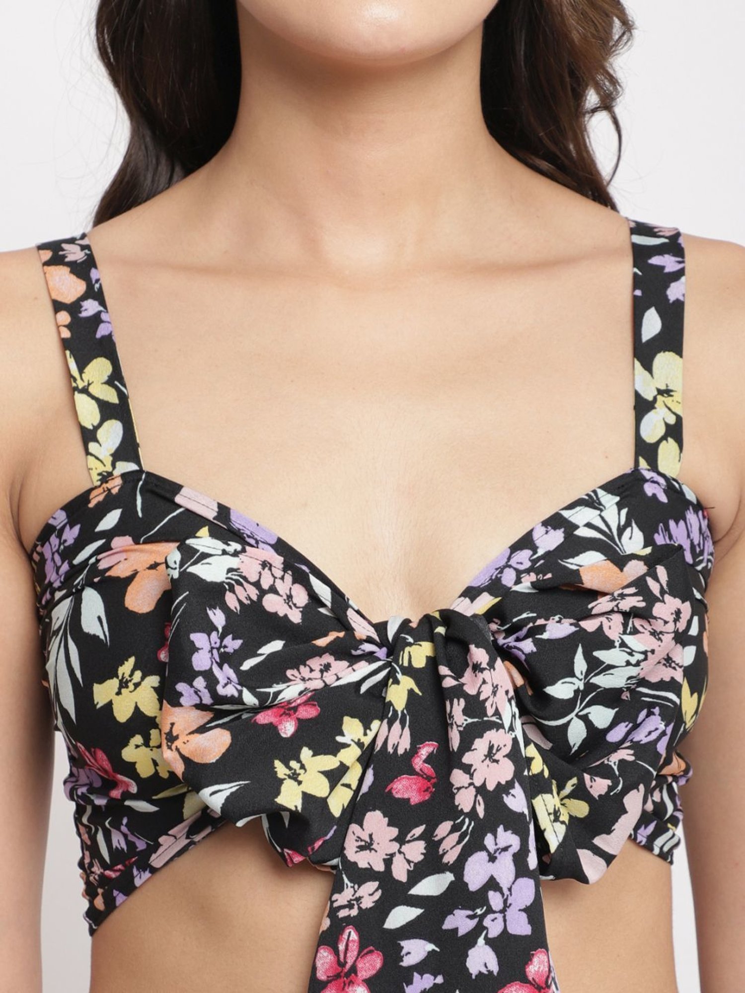 Erotissch Jet Black Floral Print Beachwear Co-Ord Set