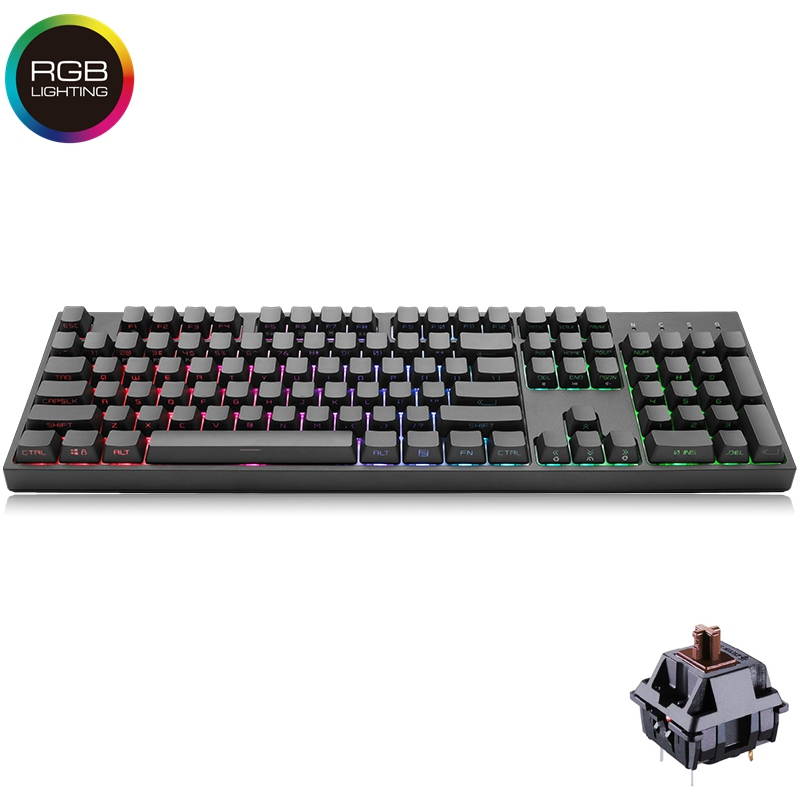 Cooler Master CK372 Cherry MX Red, Ergonomic Design, N-KeyRollover Cool Exterior USB Wired Side-printed, RGB Backlit  Mechanical Gaming Keyboard, PBT Keycaps - Black