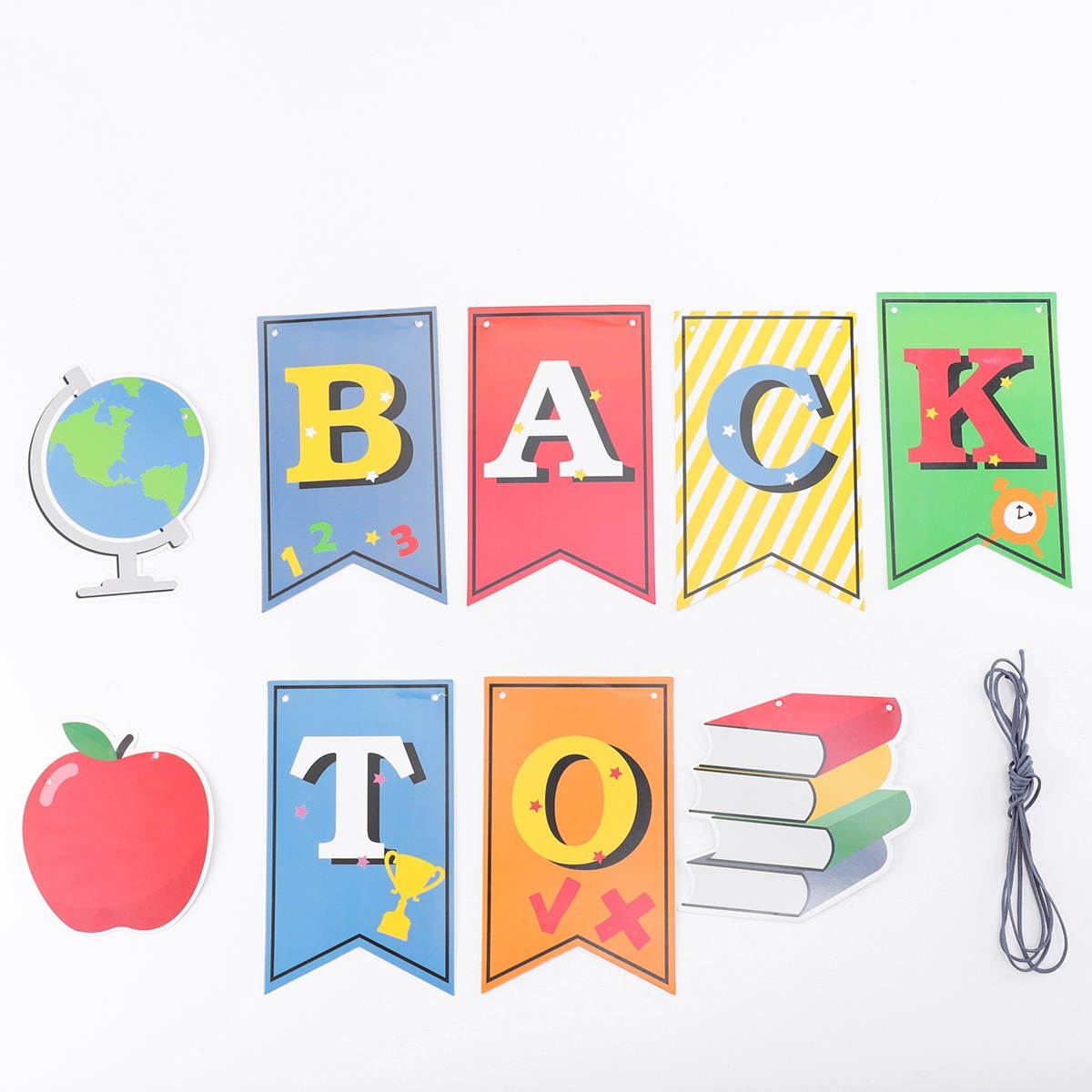 1 Set Back To School Banner 2 in 1 Welcome Banner Hanging Ornament Pull Flag Party Decorations First Day of School Banner for Classroom School Hanging Decor Sign