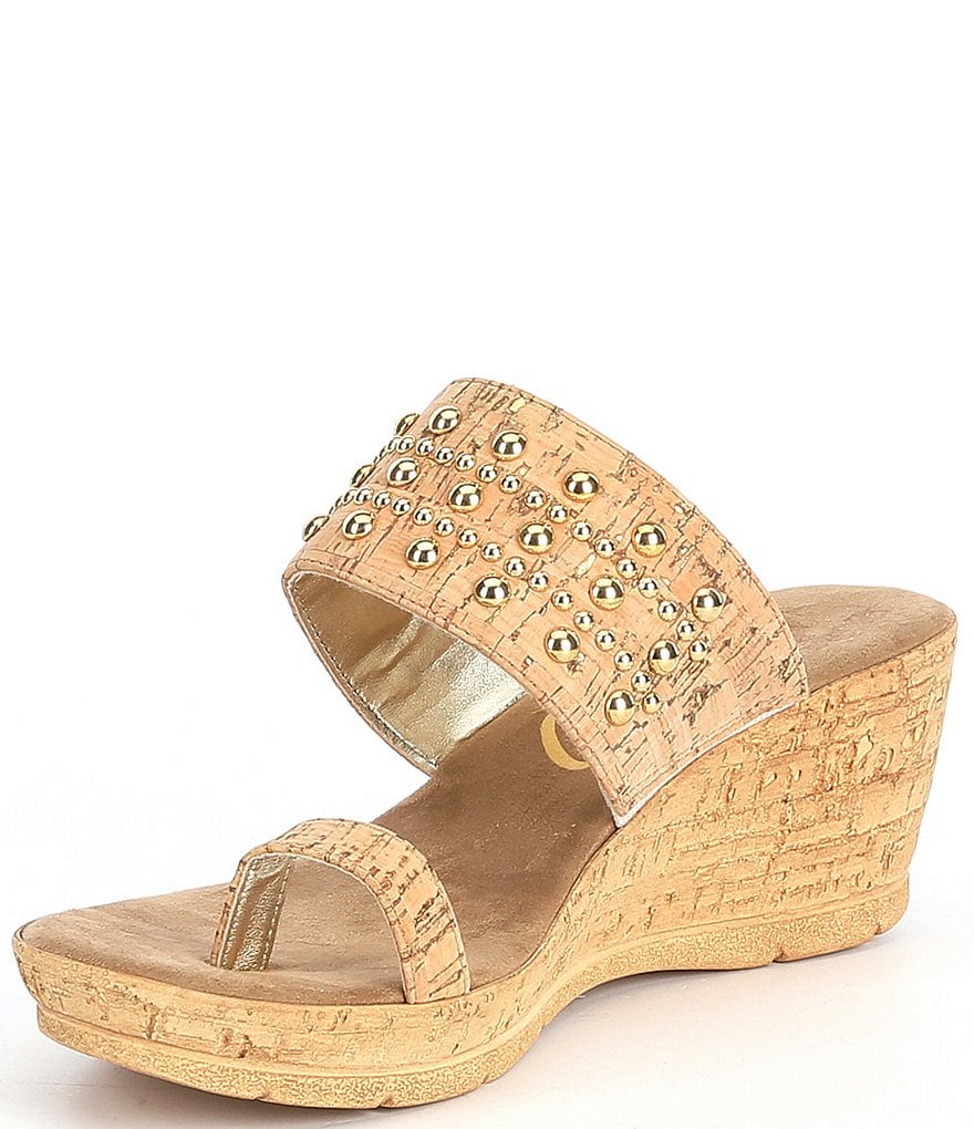 Onex Lin Toe Ring Cork Wedge Sandals