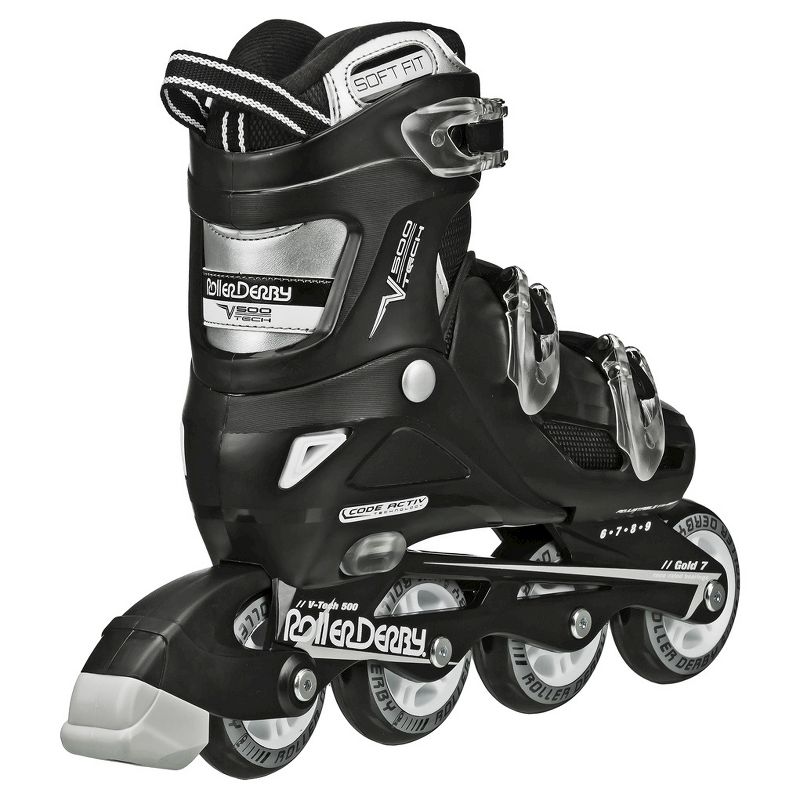 Roller Derby V-Tech 500 Adjustable Kids'" Inline Skates - Black/White (6-9)