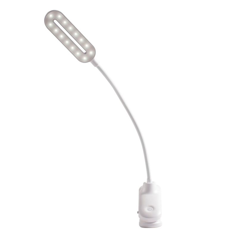 LED Desk Lamp with Clamp, Wireless Reading Light, Up to 6 Hours, Gooseneck Clip-on to Table for Home & Office, White