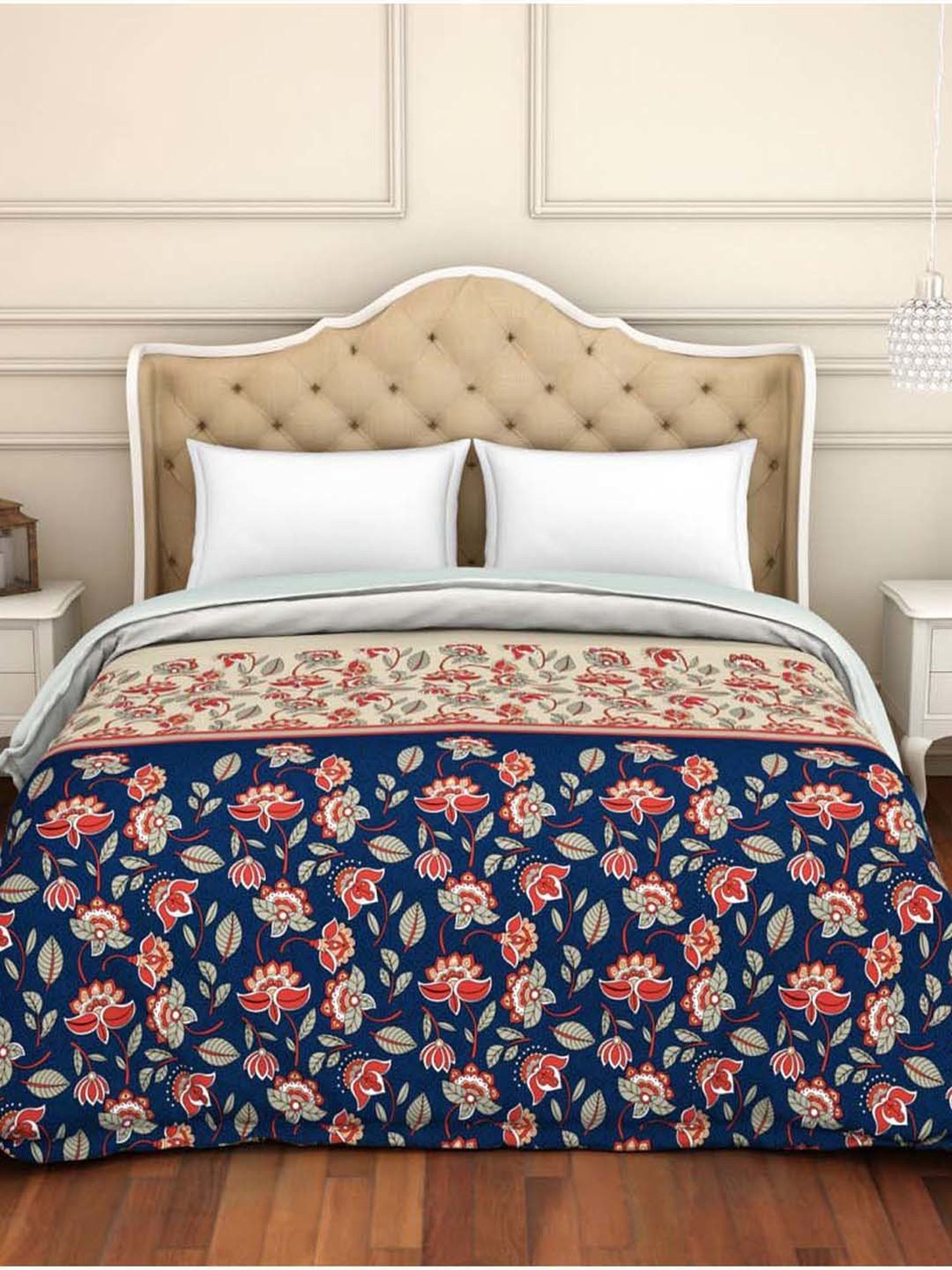 Spaces Blue Cotton 210 TC Atrium Plus Double Bed Quilt Rajais