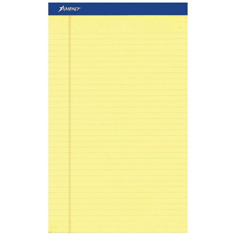 Ampad Perforated Writing Pad 8 1/2 x 14 Canary 50 Sheets Dozen 20230