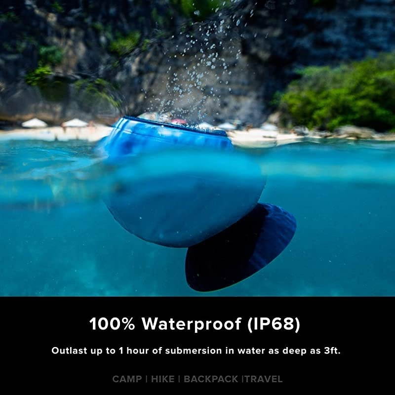 Waterproof Floatable Loud Bluetooth Speaker Dual Pairing for Surround Sound Removable Suction Barnacle Vibe 20 Manta Ray Black
