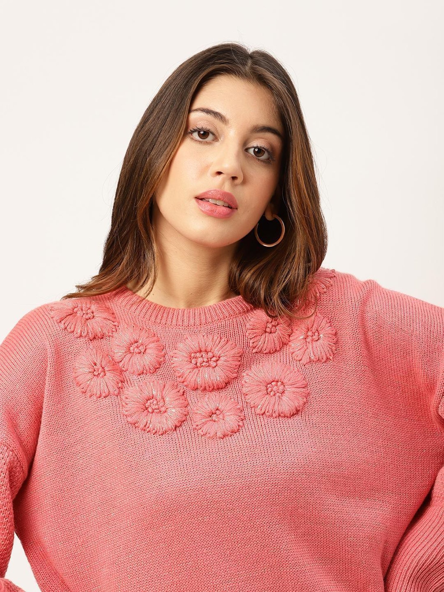 Elle Pink Embroidered Sweater