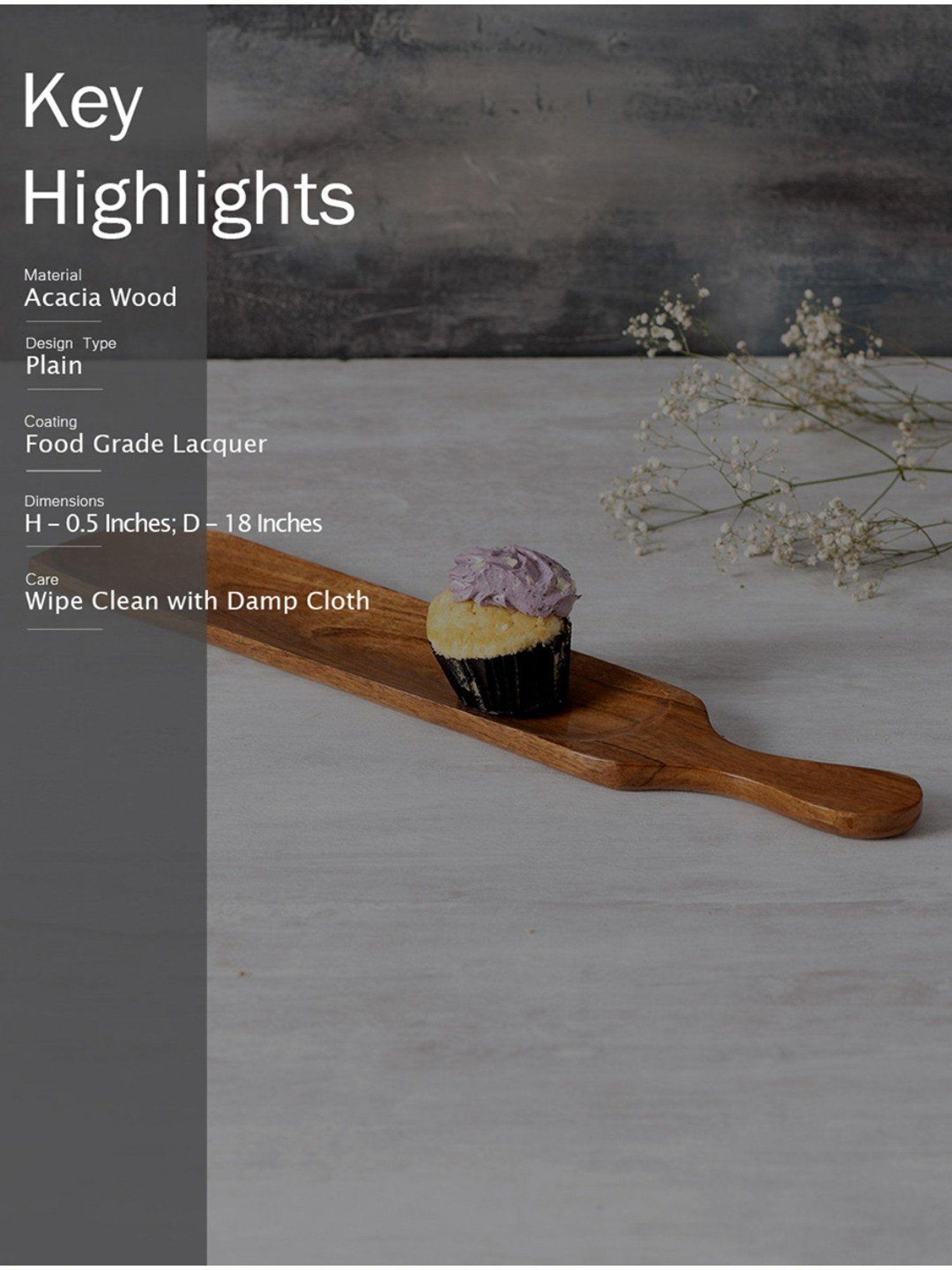 Nestroots Serving Platter Tray for Snack Wooden Rectangular Serving Tray with Handle Cheese Board